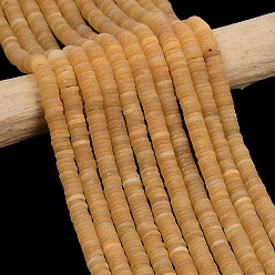 Оранжевый Натурального белого нефрита окрашенных нитей бисера, матовые, диск, Heishi бусы, оранжевые, 6.5x1.5 мм, отверстие : 1 мм, около 267 шт / нитка, 15.55'' (39.5 см)