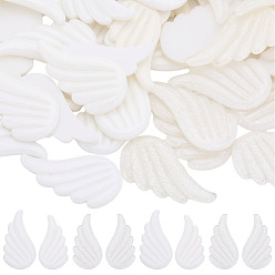 (52) Непрозрачная лаванда 30 пары 2 цвета непрозрачные и полупрозрачные смоляные кабошоны, крыло ангела, разноцветные, 36x22x3.5 мм, 15 пары / цвет