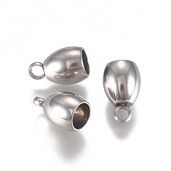 Stainless Steel Color Tarnish Resistant 201 Stainless Steel Cord Ends, End Caps, Stainless Steel Color, 9.5x6mm, Hole: 1.8mm, Inner Diameter: 4mm