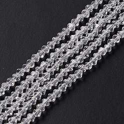 Clear Imitation Austrian Crystal 5301 Bicone Beads, Faceted Glass Beads Strands, Clear, 2x3mm, Hole: 0.5mm, about 145~150pcs/strand, 41.5~42cm