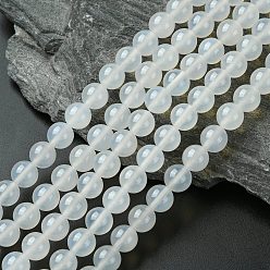 Натуральный Агат Натуральный белый агат бисер круглый пряди, 10 мм, отверстие : 1 мм, около 38 шт / нитка, 14.57~14.76 дюйм (37~37.5 см)