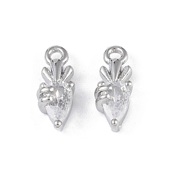 Echt platiniert Messing Glas-Anhänger, Karotten-Anhänger, Echt platiniert, 9.5x4x3 mm, Bohrung: 1 mm