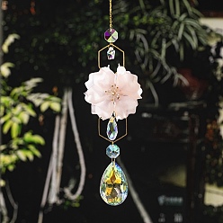 Pink Suncatcher cristal, con fornituras de metal, para casa, decoración del jardín, rosa, 400x30 mm