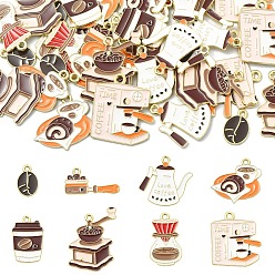 Mixed Color 40Pcs 8 Styles Alloy and Enamel Pendants, Coffee Bean Charms, Golden, Mixed Color, 13.5~31x10~26x1~1.5mm, Hole: 1.5~2mm, 5pcs/style