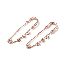 Oro Rosa Chapado de iones (ip) 304 pines de seguridad de acero inoxidable hallazgos de broche, alfileres de falda escocesa con bucles triples para hacer alfileres de solapa, oro rosa, 51x16x7 mm, agujero: 1.8 mm, pin: 1.3 mm