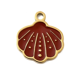 Shell Shape 304 нержавеющей стальной эмали подвески, ионное покрытие (ip), реальный 18 k позолоченный, формы раковины, 15.5x14x1.5 мм, отверстие : 1.8 мм