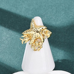 Морская звезда Открытые кольца из латуни с морской тематикой, золотые, морская звезда, размер США 7 1/4 (17.5 мм), морские звезды: 28x28 мм