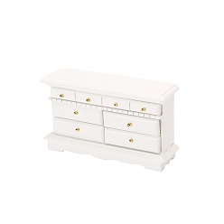 Белый Тумбочка из мдф с ящиком миниатюрные украшения, аксессуары для кукольного домика с микро-ландшафтом, притворяясь опорными украшениями, белые, 132x38x76 мм