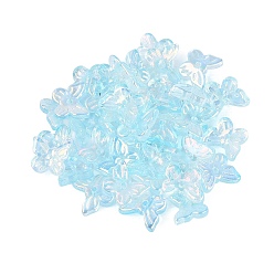 Bleu Ciel Galvanoplastie perles de verre transparentes, papillon, de couleur plaquée ab , demi-plaqué, bleu ciel, 9.5x11x3.5~4mm, Trou: 1.2~1.4mm, environ2220 pcs / 1000 g