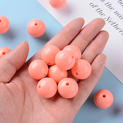 Dark Salmon Opaque Acrylic Beads, Round, Dark Salmon, 20x19mm, Hole: 3mm, about 111pcs/500g