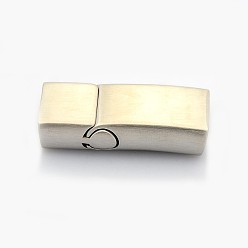 Couleur Acier Inoxydable Fermoirs de bracelet magnétiques en acier inoxydable mat rectangulaires résistants au ternissement, avec extrémités à coller, couleur inox, 304mm, Trou: 33x14x8mm