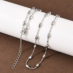 Платина Латунные цепочки с овальными шариками для мужчин и женщин, платина, 18.70 дюйм (47.5 см)