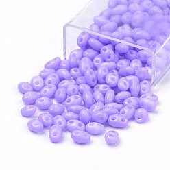 Средняя Орхидея 2 отверстие бисер, Чешские Бусины, овальные, средне орхидеи, 5x3~3.5x2.5~3 мм, отверстия: 0.5 мм, около 194 шт / коробка, Вес нетто: 10 г / коробка