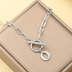Letter O Ожерелья из нержавеющей стали с цепочкой-скрепкой и застежками ot, цвет нержавеющей стали, Письмо O, 18.11 дюйм (46 см)