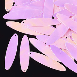 Pink Аксессуары для орнаментов, пластиковые пайетки / блестки из пвх, AB цвет, овальные, розовые, 40.5x10x0.3 мм, Отверстие : 0.9 мм , около 3800 шт / 500 г