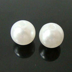 White Imitation Pearl Acrylic Beads, Dyed, Round, White, 8x7.5mm, Hole: 2mm, about 1900pcs/pound