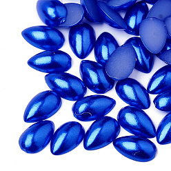Medium Blue ABS Plastic Imitation Pearl Cabochons, Teardrop, Medium Blue, 8x5x2.5mm