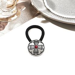 Плоский Круглый Резинки для волос из сплава, с нейлоновым шнуром, с имитацией бирюзы, плоско-круглые, 30 мм