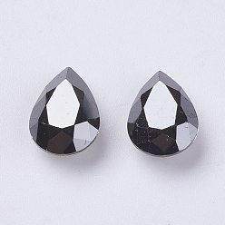 Чёрный Металлический Серебристый Имитация австрийского хрусталя горный хрусталь, класс А, задние и задние, слеза, струя металлического серебра, 18x13x6.5 мм