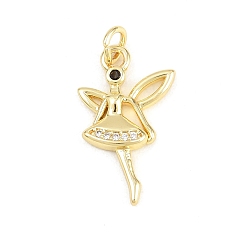 Настоящее золото 18K Латунные микро проложить кубического циркония подвески, ангельские прелести, долговечный, стойки покрытие, без свинца и без кадмия, прозрачные, реальный 18 k позолоченный, 21x12.5x3 мм, отверстие : 3.2 мм