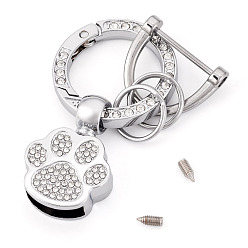 Платина 1брелки с пружинными затворами из сплава ПК и стразами, отпечаток лапы, со стразами, платина, 62 мм