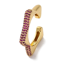 Средний Фиолетово-красный Кольца-манжеты для женщин с открытыми кольцами из латуни и кубическим цирконием в виде звезды, без свинца и без кадмия, долговечный, реальный 18 k позолоченный, средне фиолетовый красный, 3.5 мм