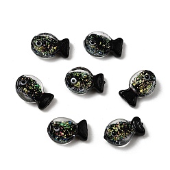 Темно-оливково-зеленый Бусины-рыбы из фольги ручной работы, с эмалью, градиент цвета, темно-оливковый зеленый, 20x23x8.5 мм, отверстие : 1.8 мм