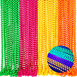 (52) Непрозрачная лаванда 4шт. 4 цвета 7мм пластиковые шариковые цепочки ожерелья, разноцветные, 31.50 дюйм (80 см), 1 шт / цвет