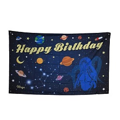 Дева Гобелен из полиэстера со знаком созвездия / зодиака, для украшения дома на день рождения, синие, Дева, 180x114x0.21 см, отверстие : 9.8 мм