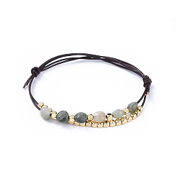 Rutilquarz (Schmuckpartys im Fabrikverkauf) Armbänder aus Rindsleder, mit natürlichen facettierten Rutilquarzperlen und Messingwürfelperlen, 2-1/4 Zoll (5.7 cm)