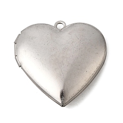 Нержавеющая Сталь Цвет 304 подвески из нержавеющей стали Locket, сердце прелести, цвет нержавеющей стали, 29x29x7.5 мм, отверстие : 2.5 мм, внутренний диаметр: 21.5x20.5 мм