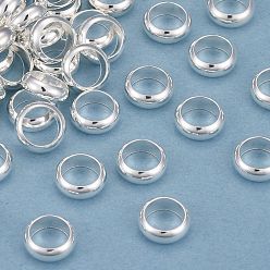 Посеребрённый Рейка из латунной проставки, долговечный, плоско-круглые, 925 серебро покрытием, 7x2.5 мм, отверстие : 5 мм