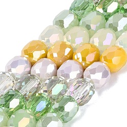Mixed Color Electroplate Mixed Styles Glass Beads Strands, Column, Faceted, Mixed Color, 8~8.5x8~8.5mm, Hole: 1.2~1.5mm, about 45~48pcs/strand, 14.96~16.14 inch(38~41cm)