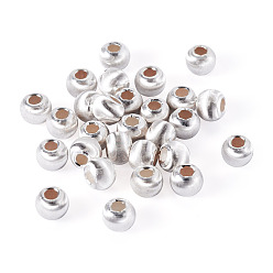 Серебро 30 шт. 925 бусины из стерлингового серебра, круглые, серебряные, 2.5x3x3 мм, отверстие : 1 мм