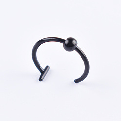 Черный Нержавеющая сталь 18 калибр поддельные кольца для губ пирсинг украшения, украшения для тела с шпильками в носу, чёрные, 10 мм, штифты : 1 мм, Руководитель: 3 mm