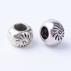 Antik Silber Farbe Tibetischer stil legierung perlen, Rondell, cadmiumfrei und bleifrei, Antik Silber Farbe, 7~7.5x5 mm, Bohrung: 3 mm, ca. 1290 Stk. / 1000 g