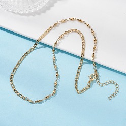 Золотой 304 Женские ожерелья с шариковой цепочкой Фигаро из нержавеющей стали, золотые, 16.73 дюйм (42.5 см)