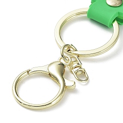 Light Green Transparent Rainbow PVC Plastic Wrist Strap Keychains, with Zinc Alloy Findings, Light Green, 17.5cm