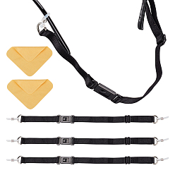 Черный 4шт. нейлоновый регулируемый спортивный ремешок для очков с пряжкой, с силиконовыми накладками, ремни держателя повязки на голову для очков, с тканью для чистки очков из замшевого волокна (1 шт.), чёрные, 2 мм