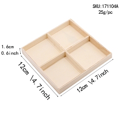 PapayaWhip Wooden Storage Boxes, with 4 Components, Square, PapayaWhip, 13x13x1.6cm