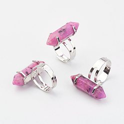 Джаспер Кунжут Кольца на палец из натуральной кунжутной яшмы/киви яшмы, с обнаружением железного кольца, платина, пуля, Размер 8, 18 мм