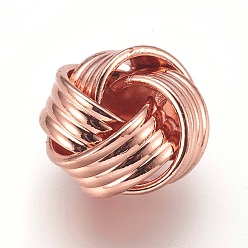 Розовый Позолоченный Латунные бусины, бусины с большим отверстием, цветок, Настоящее розовое золото покрыто, 11.5x7.5 мм, отверстие : 3 мм