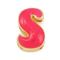 Letter S Laiton perles d'émail, sans cadmium et sans plomb, crémaillère plaquage, plaqué longue durée, réel 18 k plaqué or, lettre s, 14x9.5x7mm, Trou: 3x11mm