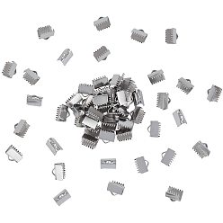 Couleur Acier Inoxydable 304 embout griffe de serrage en acier inoxydable, couleur inox, 10x11mm, Trou: 2x4mm, 300 pcs / boîte