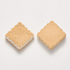 Wheat Resin Decoden Cabochons, Imitation Food Biscuits, Square, Wheat, 18x18x6mm