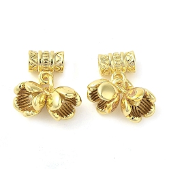 Настоящее золото 18K Поручни из латунной трубы с покрытием стойки, долговечный, без свинца и без кадмия, цветок, реальный 18 k позолоченный, 15.5x13.5x6 мм, отверстие : 2.5 мм