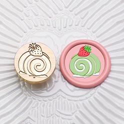 Клубника Золотистый тон, круглая сургучная печать, латунные головки штампов, для сургучной печати, клубничная серия, клубника, 25x14 мм, внутренний диаметр: 7 мм