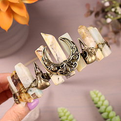 Flower Amazonite Резинки для волос из натурального амазонита, корона для волос, для женщин девушек, 270x180x30 мм