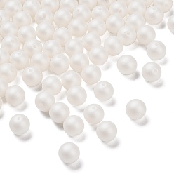 Белый Матовые пластиковые бусины с имитацией жемчуга, круглые, белые, 8 мм, отверстие : 1.4 мм