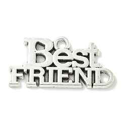 Античное Серебро Сплавочные подвески тибетского стиля, без свинца и без кадмия, слово лучший друг, античное серебро, 15.5x30x1.5 мм, отверстие : 2 мм